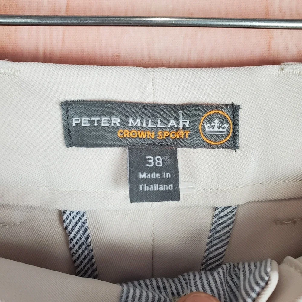 Peter Millar Crown Comfort Performance Shorts Sz 38 Tan Slash